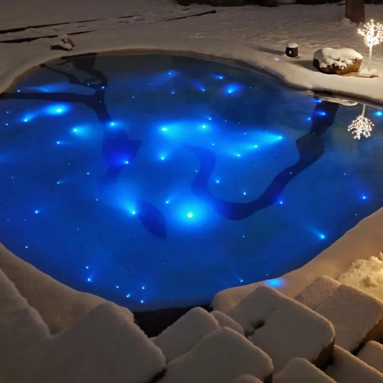 BEACHPOOL mit Sternenbeleuchtung bei Nacht – BEACHPOOL.DESIGN GmbH